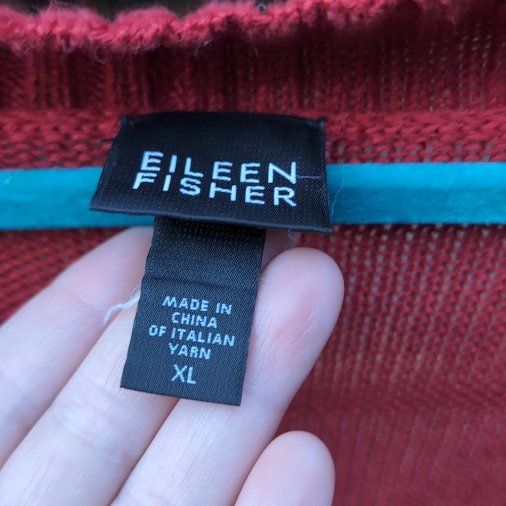 Eileen Fisher Red Sleeveless Sweater Vest 100% Hemp Italian Yarn - Picture 3 of 4